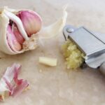 dog eating garlic
