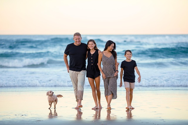 Family adopting a dog from an animal shelter